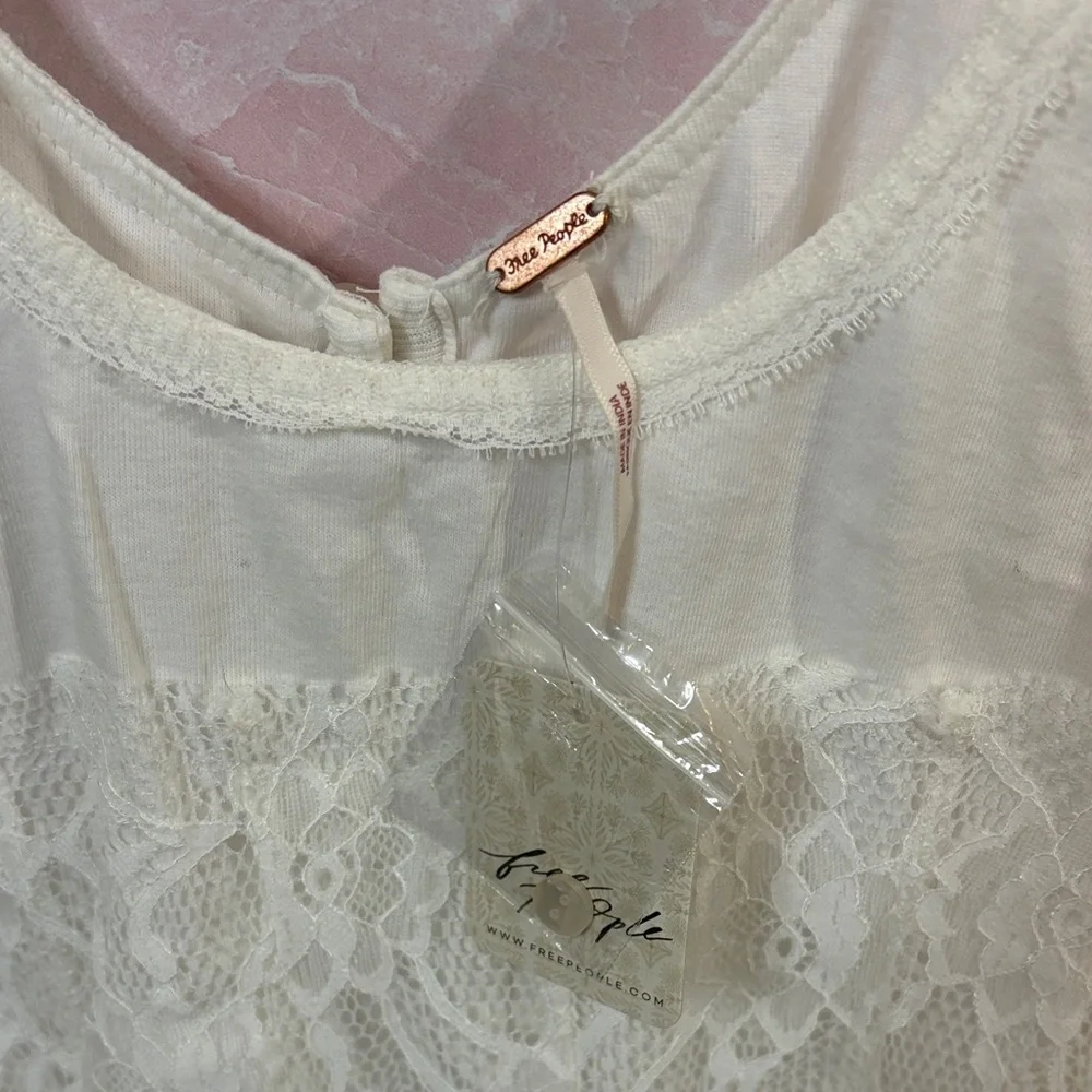 Free People Ivory Lace Detail Crop Top | Fully Lined | S